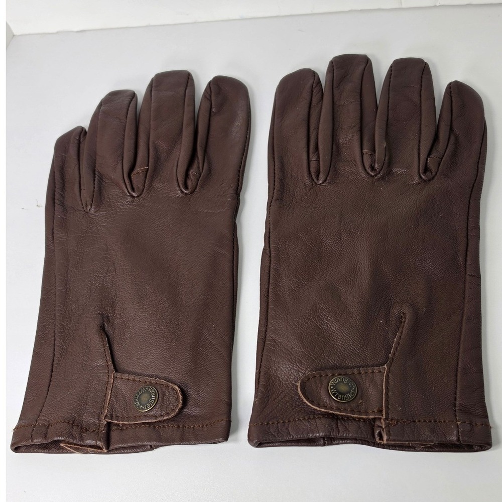 Wrangler Mens Brown Goatskin Leather Gloves Western Snap Wrist XL RN32198